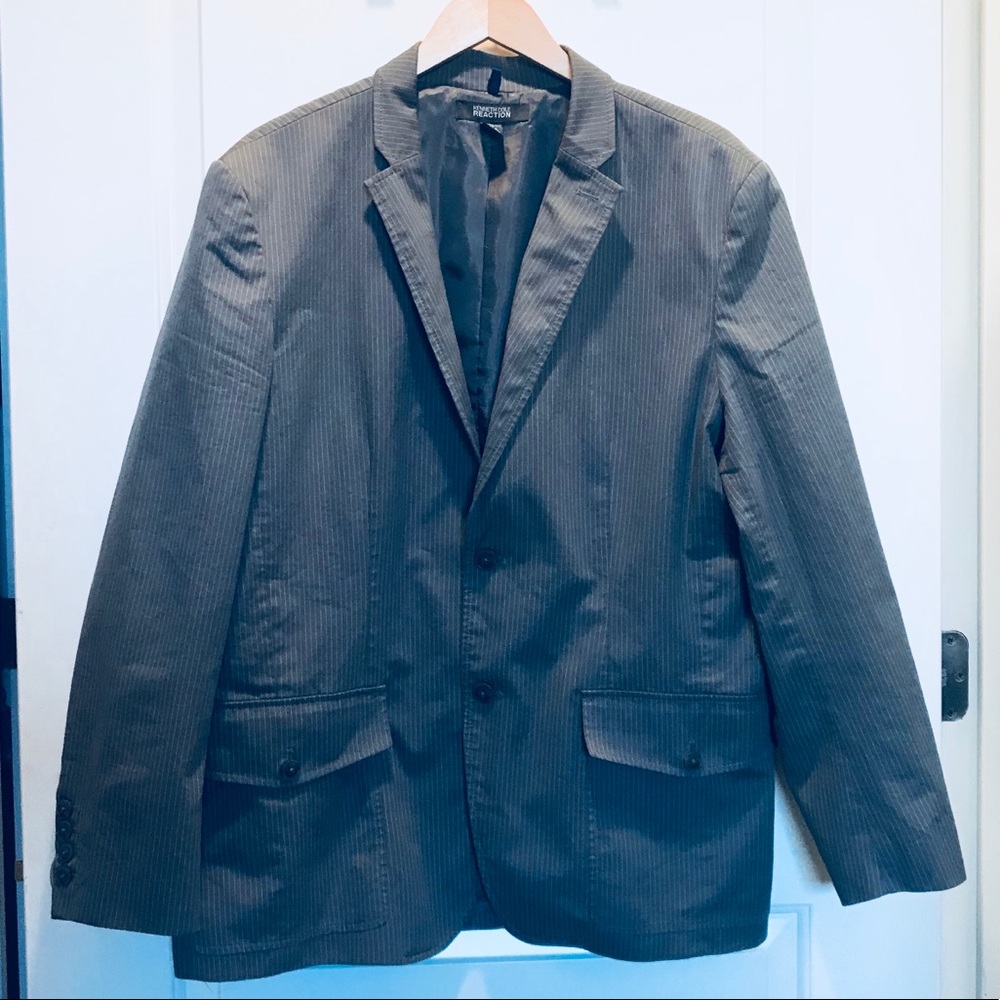 Kenneth Cole Reaction Pin-Striped Gray Blazer